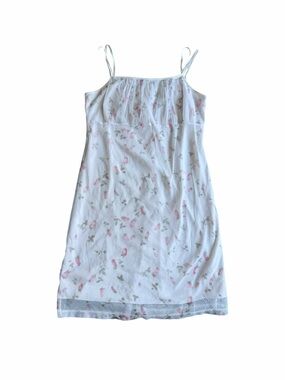 🌟Taboo White Slip-style Y2K Dress with Pink Floral Print Coquette Cottagecore